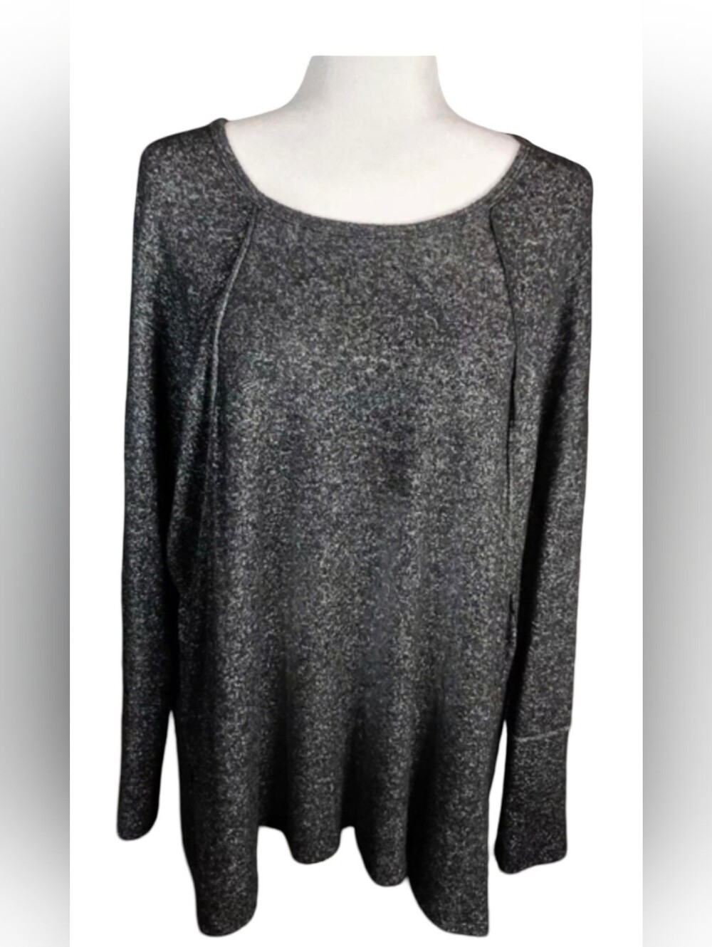 Forgotten Grace Charcoal Gray Marbled Oversized Swing Sweater M NWOT